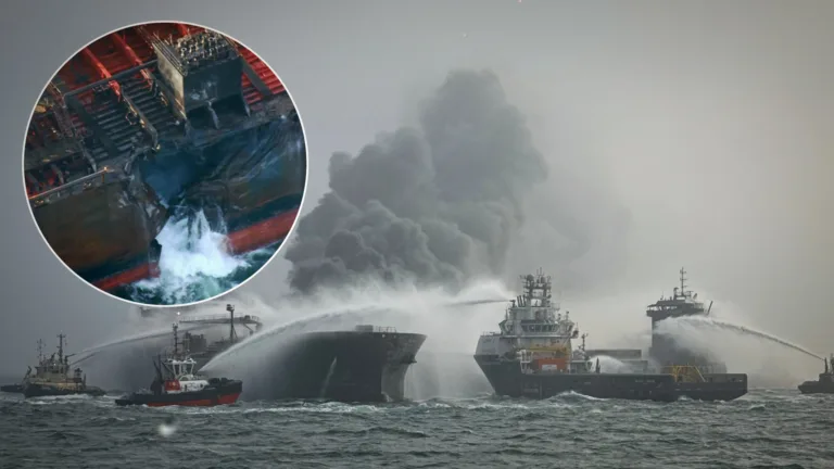 Shocking Aerial Footage Reveals the Catastrophic Impact of Oil Tanker Explosion Off UK Coast